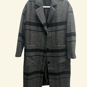 With Black Wool Plaid Trench Coat